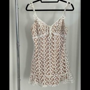 Nude & White Floral Lace Dress